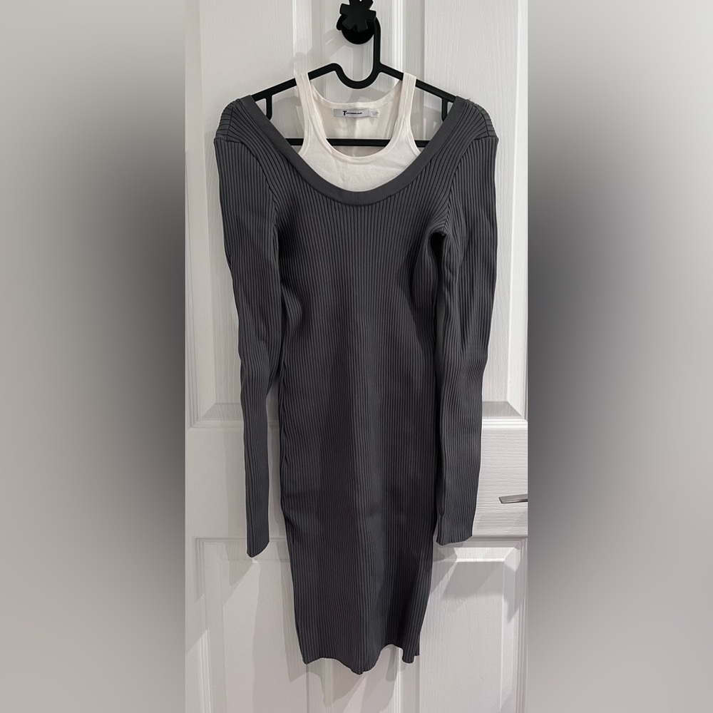 Alexander Wang Grey Ribbed Knit Fabric
